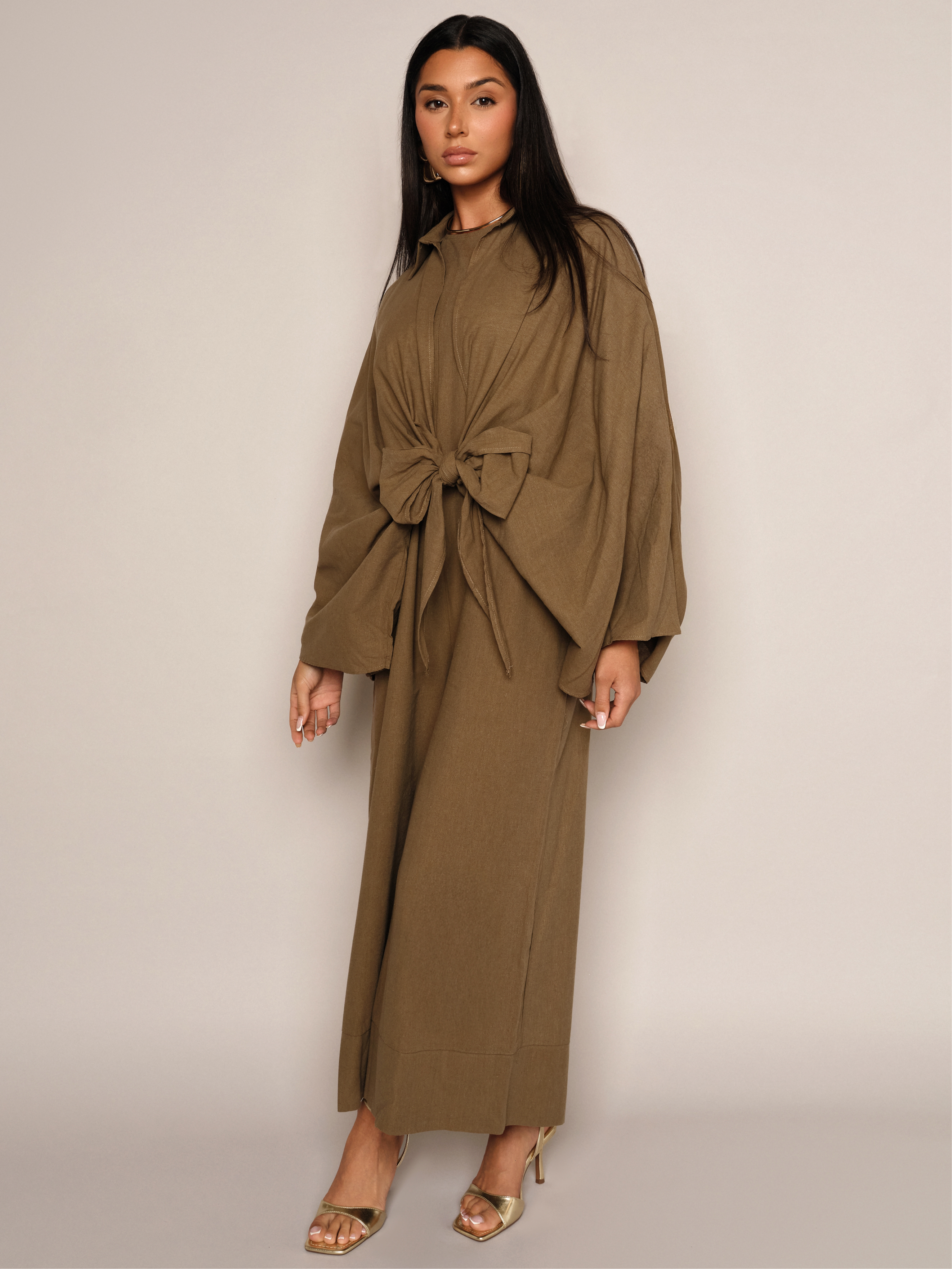 Jumpsuit & Tie Shirt Khaki