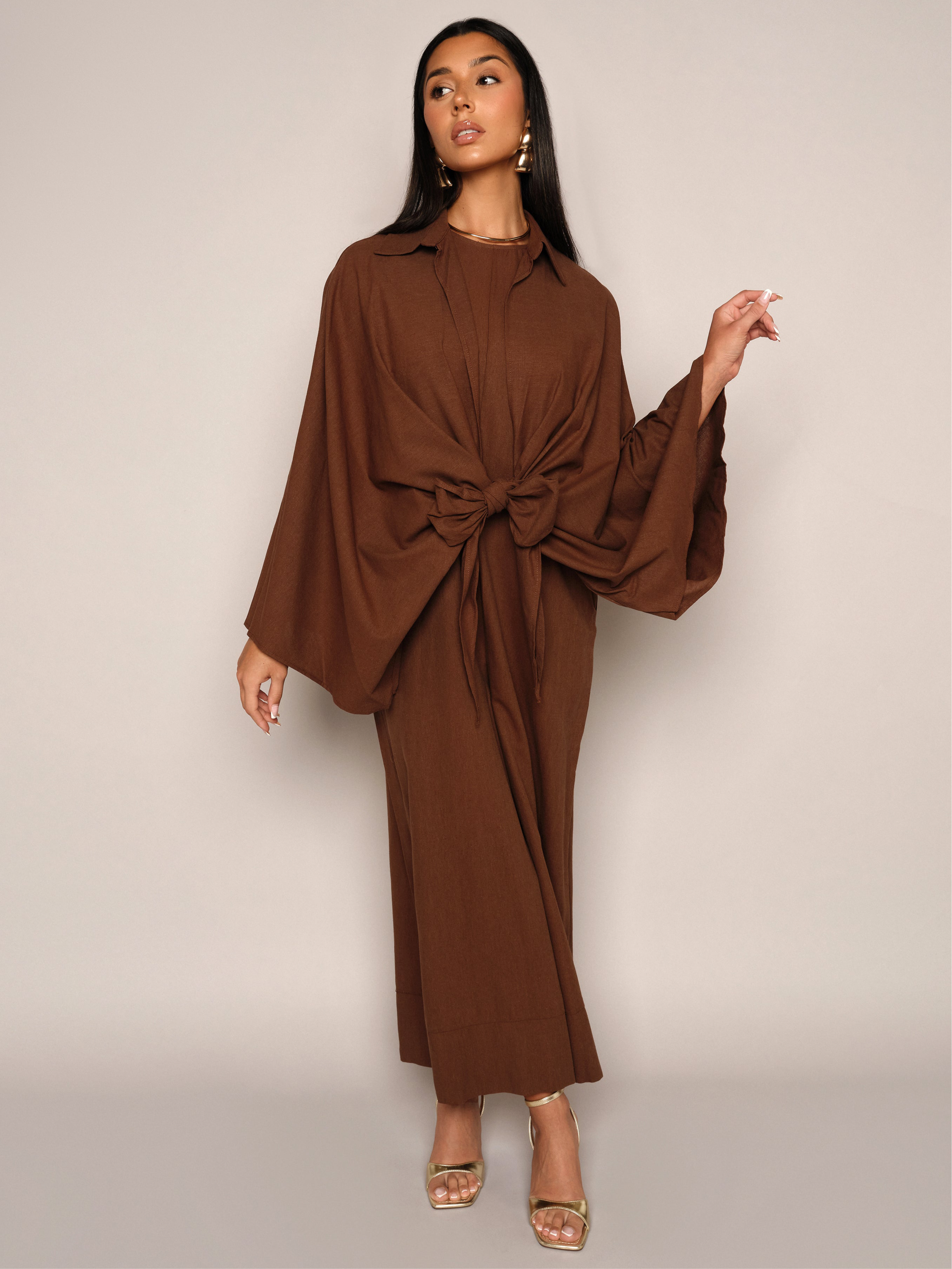 Jumpsuit & Tie Shirt Brown